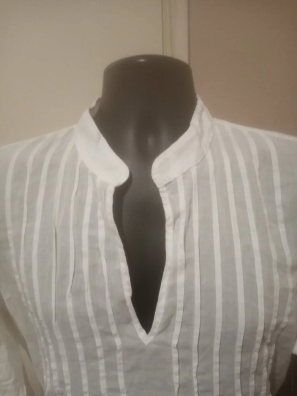 New Lauren Ralph Lauren Woman Blouse Large L White Gauze Pintuck Tunic Top Split - Picture 4 of 13